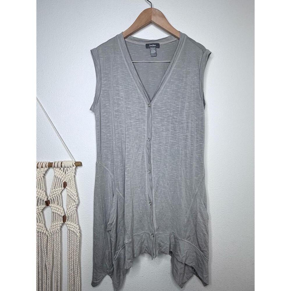 Neiman Marcus Vest Womens Med Grey Cardigan Button Sharkbite Lightweight Modern